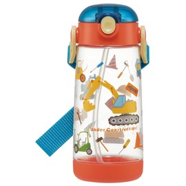 Skater PDSH5-A Water Bottle, Working Car, 16.9 fl oz (480 ml), Clear Bottle with Straw, For Kids