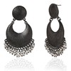 Moonstruck Oxidized Silver Pearl Chandbali Earrings for Women, Lightweight Antique