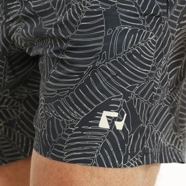 RIPT Men's Performance Essentials Quick Dry UV 50 Sun Protection Swim Shorts Trunks, Navy Leaf Print, M