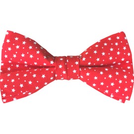 Great British Tie Club Christmas Bow Ties 100% Cotton (Various Designs) (Red Stars & Snow)