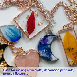 M METERXITY 10 Pack Open Bezels for Resin - Hollow Frames Alloy Lengthen Lengthen Rectangle Shaped, Apply to DIY Crafts Pendants Pressed Flowers (Gold Tone)