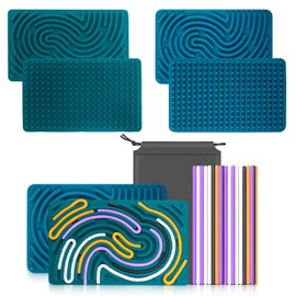 DBAILY Sensorik Spielzeug Activity Board, 2 Stück Silikon Sensory Toys, Mit Reisetasche & 40 Schnüren, Fidget Toys für Kinder ab 3 Jahr & Erwachsene, Spielzeug für Beruhigung, Stress Anxiey, ADHD