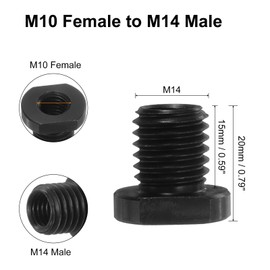 sourcing map M10 Female to M14 Male Adapter Polisher Adaptor Connecting Rotary Tool Attachment Thread Adapter Conversion Tool for Diamond Core Bit Polishing Pad Wheel, Black