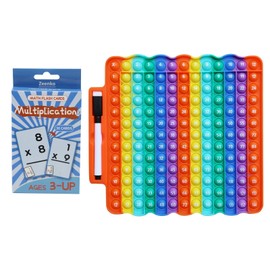 rainbowmathcard Multiplication Pop it 12x12, Times Table Toys with Math Flash Cards, Rainbow Poppet Fidget Chart Board.Learning Toy Stress Relief Fidgets for School Kid