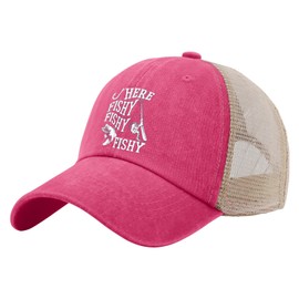 Fishing Here Fishy Fishy Fishy Golf Hat Blue Hat Rose Red02 Womens Trucker Hat Gifts for Her Baseball Caps