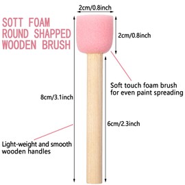 WHQXFDZ 40 Pieces 0.8 inch Round Sponge Foam Brush Set Paint Brush Wooden Handle Foam Brush Sponge Painting Tools for Painting Crafts(0.8inch)