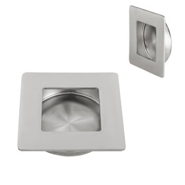 HOMOTEK 2-3/4 Inch Square Recessed Sliding Closet Door Finger Pulls, Diameter 2-3/8 Inch(60mm) Brushed Stainless Steel Flush Handles for Pocket Door, Bypass Barn Door Drawer Pulls, 2 Pack