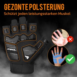 ATERCEL Fitness Gloves for Men and Women, Non-Slip Training Gloves for Strength Training, Weightlifting & Workouts, Breathable & Lightweight, Black (Black, S)