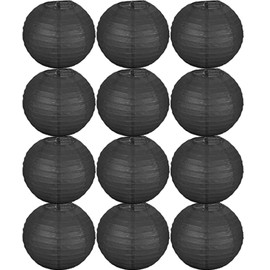 Tmade Tmade 12 PCS 4" Black Paper Lanterns for Birthday Baby Shower Wedding Party Garden Home Decoration