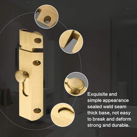 1 Piece Thick Pure Brass Sliding Barrel Door Bolt Heavy Gate Security Lock Latch Dumb Gold