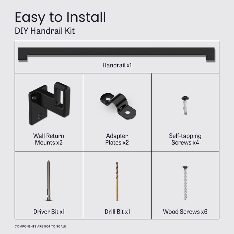 Modern Aluminum Handrail Complete DIY Kit – Matte Black with