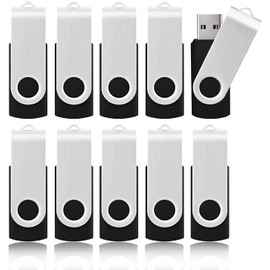 KOOTION 64GB USB 3.0 Sticks Pack of 10 Memory Stick Data Stick Memory Sticks Colourful Flash Drive 360° Rotatable Design Pen Drives Metal Set Multicoloured