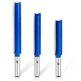 NICAVKIT Pack of 3 Straight Milling Cutter for Routers 8 mm Shank, Extra Long Groove Cutter Wood Cutter Flush Cutter for Wood, Extra Long Working Length 50 mm, 63 mm, 76 mm