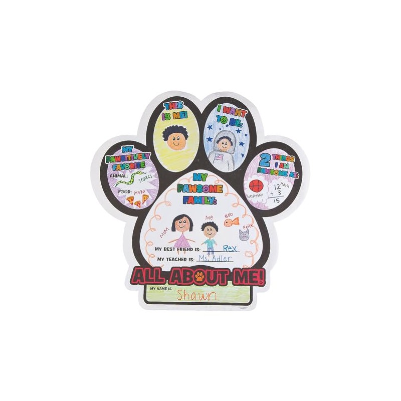 Fun Express Color Your Own All About Me Paw Print