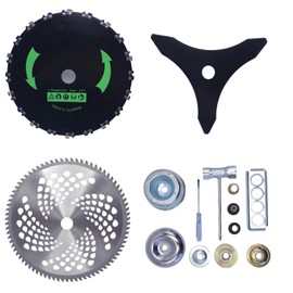 Brush Cutter Blade Kit for Weedeater – 9" x 20T Chainsaw Tooth, 10" x 80T Carbide Tip, 10" x 3 Teeth Carbon Steel Blades – Fits for Stihl, Husqvarna、Ego、Oregon、Hitachi Trimmer