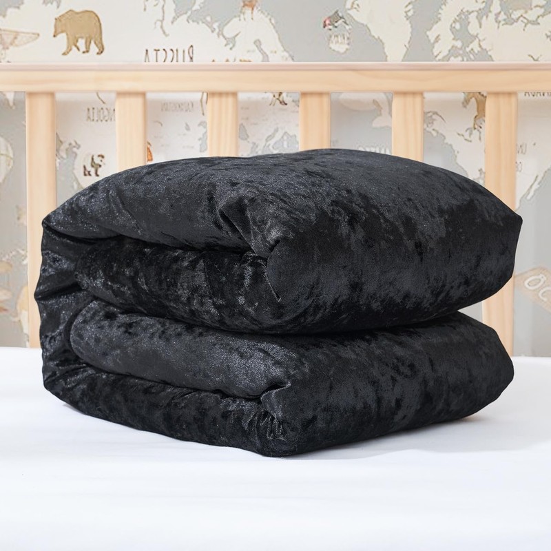 Coma Inducer Velvet Crush Toddler Comforter - Champagne Black
