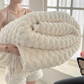 PAJEO Twin Fleece Blanket for Couch - Super Soft Cozy Throw Blankets for Women Travel,3D Checkered Striped Lightweight Blanket for Girls,All Seasons Flannel Blanket，Bed Home Decor，60x80 Inches