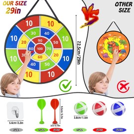 Velcro Dartboard Children's 72 cm Dart Board Double-Sided Dart Game with 18 Velcro Ball Game Throwing Game Children's Balls and 12 Darts Indoor Outdoor Sports Fun Party Game for Children Gifts