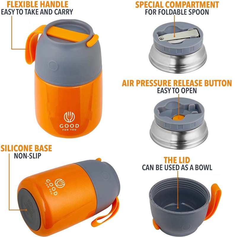 Insulated Food Flask - 530ml Stainless Steel Jar for Hot