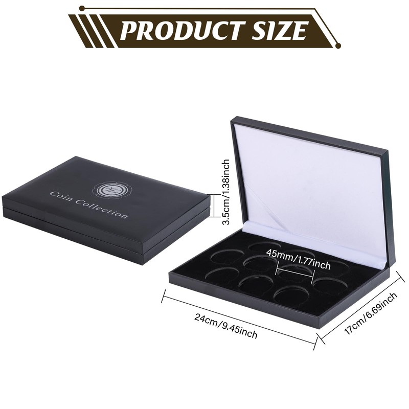 beinkmake Coin Display Case PU Black Velvet Display Coin Box