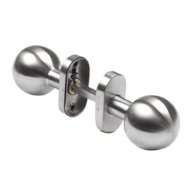 Amig - Knob Set for Doors, Model 11ALGR | Diameter 62 x 77 mm | with Rosette Trim, Ergonomic Handle, Including Anti-Theft Screws | Without Spring | Stainless Steel 18/8 Matt