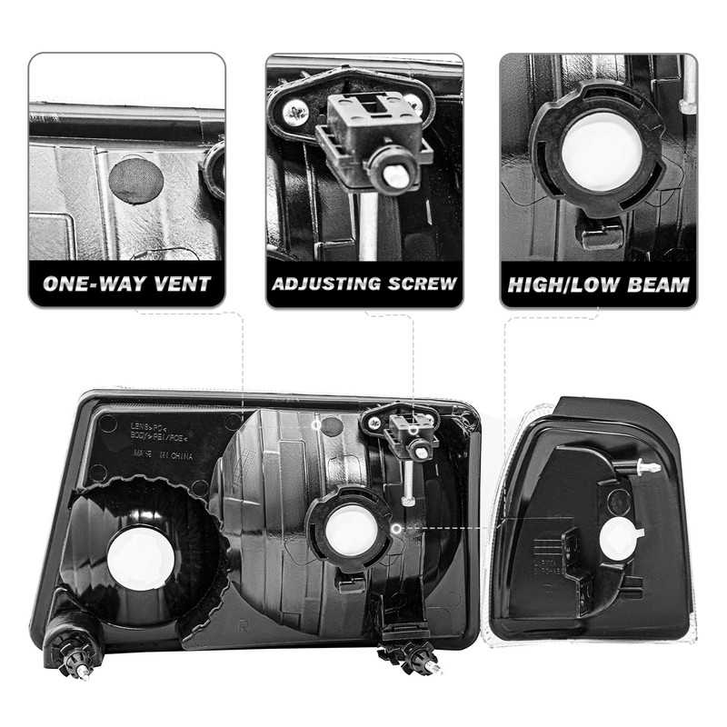 SOCKIR Headlight Set for 01-11 Ford Ranger Passenger and Driver