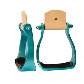 Showman Color Coated Lightweight Aluminum Western Stirrups w/Rubber Tread (Teal)