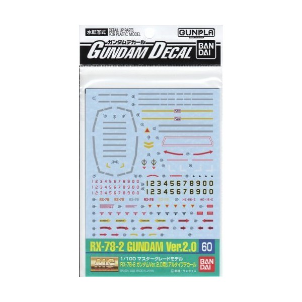 Gundam Decal for (MG) Gundam Ver.2.0 Real Type Color
