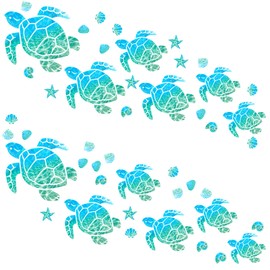 46 Pieces Sea Turtle Wall Decals Glowing Wall Decals Starfish Shell Wall Ornaments Waterproof Ocean Wall Sticker Decoration for Home Office Living Room Wall Bathroom Toilet (Normal)