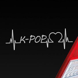 Hellweg Druckerei Car Sticker K-Pop Pulse Heartbeat Fun Sticker Rear Window Sticker Car Sticker with Music Motif