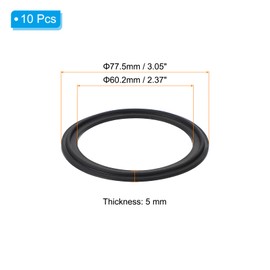 PATIKIL 10pcs Tri-Clamp Gaskets 77.5mm OD 60.2mm Inner Diameter Sanitary TC Tri-Clamp Gasket Tri Pipe Rubber Sleeve Washer Pipe Fittings