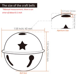 CLLOOTVE 1.6Inch/ 40MM Big Colorful Metal Craft Bells for Holiday Home Decoration, Christmas Festival Decoration, Gifts Decoration, Party Wedding Decoration DIY Project, 16Pcs, Silver