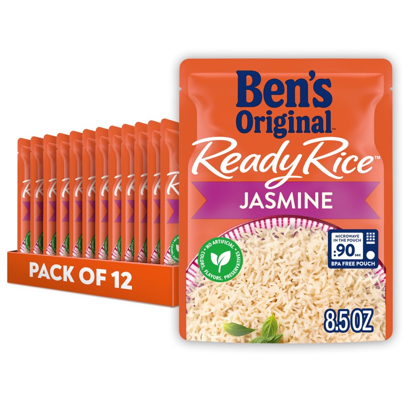 BEN'S ORIGINAL Ready Rice Jasmine Rice, Easy Dinner Side, 8.5