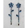 Faship Gorgeous A Pair Of Navy Blue Rhinestone Crystal Floral