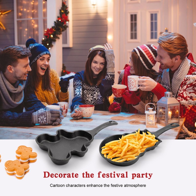 DVK Cast Iron Frying Pan with Various Shapes for Christmas