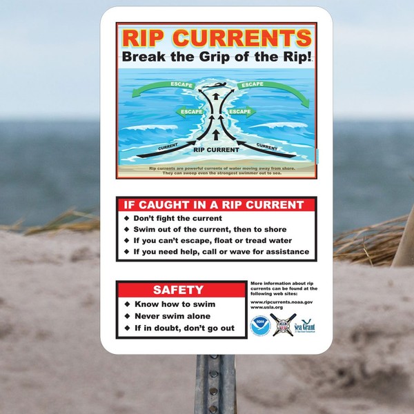 VictoryStore Yard Sign - 12 inches X 18 inches Aluminum Rip Current Safety Sign