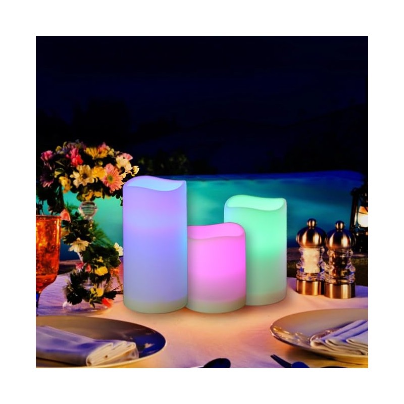 yucanucax Remote Control Rechargeable Flameless LED Candle Light, Outdoor/Indoor Color