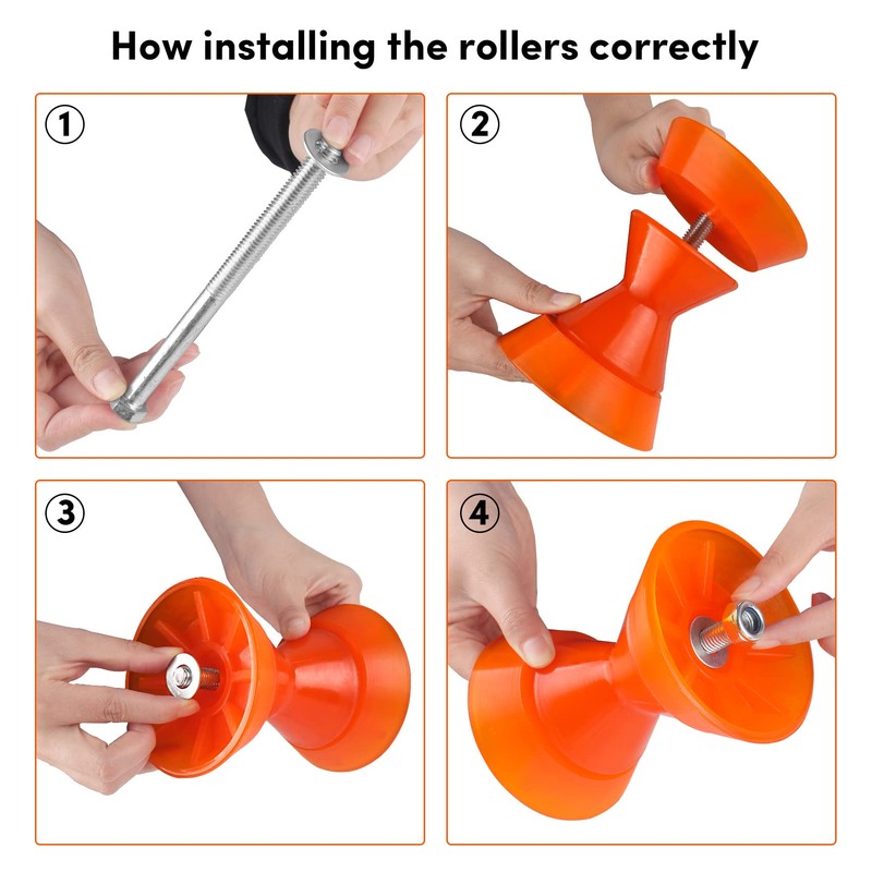 VEITHI Boat Trailer Roller 3 inch, 3-Piece Polyurethane Bow Roller