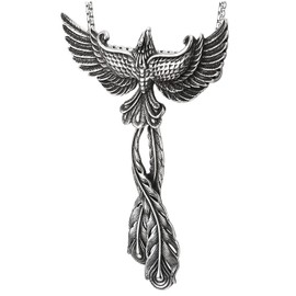 COOLSTEELANDBEYOND Mens Women Splendid Steel Large Phoenix Pendant Necklace with Movable Tail Feather, 30 in Chain(CA)