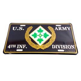 Wild U.S Army License Plate 4th Infantry Division Metal Sign