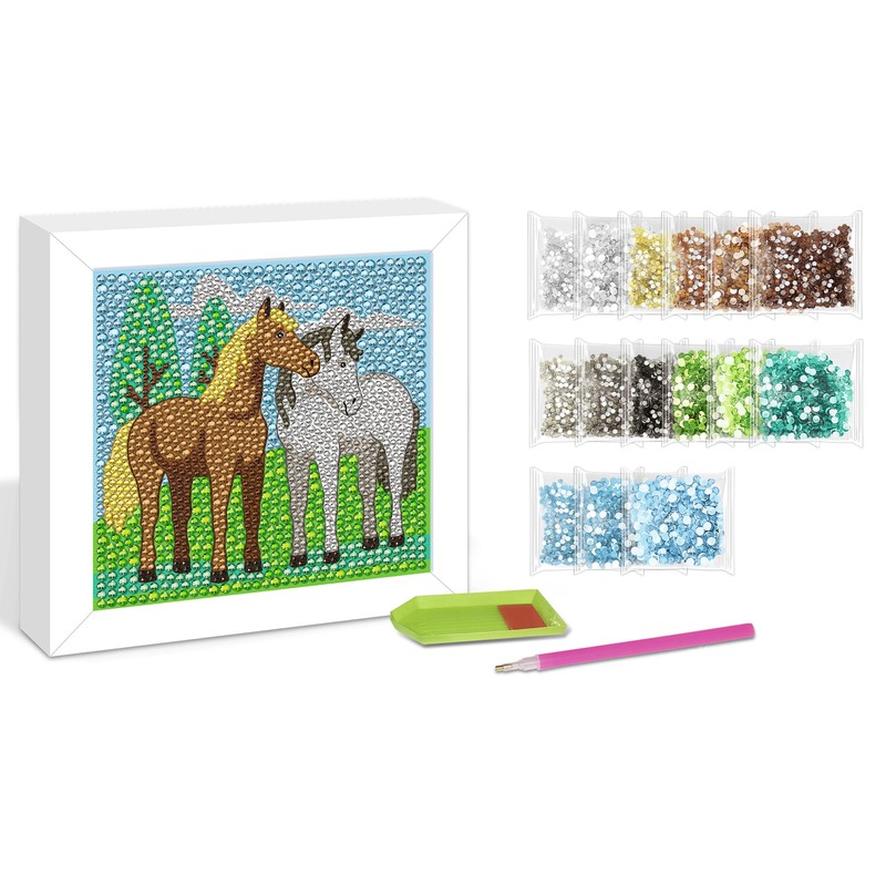 Ursus 43530002F Diamond Painting Picture, Horses, Set with Acrylic Diamonds,
