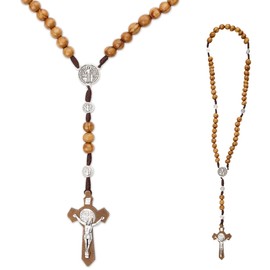 Jagowa Wood Rosary Necklace - Religious Collection with Wood Beads and Cross