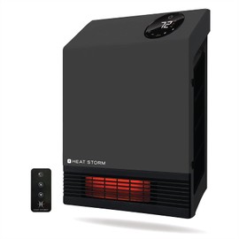 Heat Storm Heat Storm Wall Gray HS-1000-WX Deluxe Indoor Infrared Space Saving-1000 Watts-Remote Control-Home & Office Heater-Safe to Touch Grill, 13x4x17