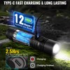Rechargeable Tactical Flashlights, High Lumens Small Mini USB-C LED Flashlight,