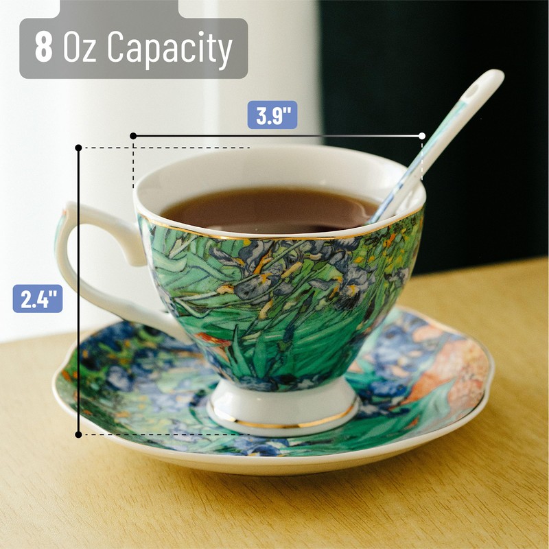 BTaT Porcelain Tea Cup Set - 6 Pieces, Includes Spoons,