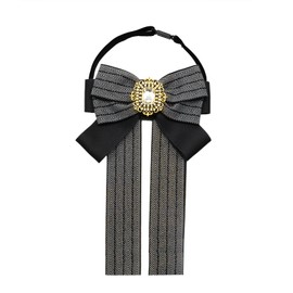 GHTIYLP Bow Ties for Women Pre-tied Womens Bow Tie, Pink/Black/Red Rhinestone Bowtie for Women Girls Uniforms Shirts Suits (Black-Adjustable Strap)