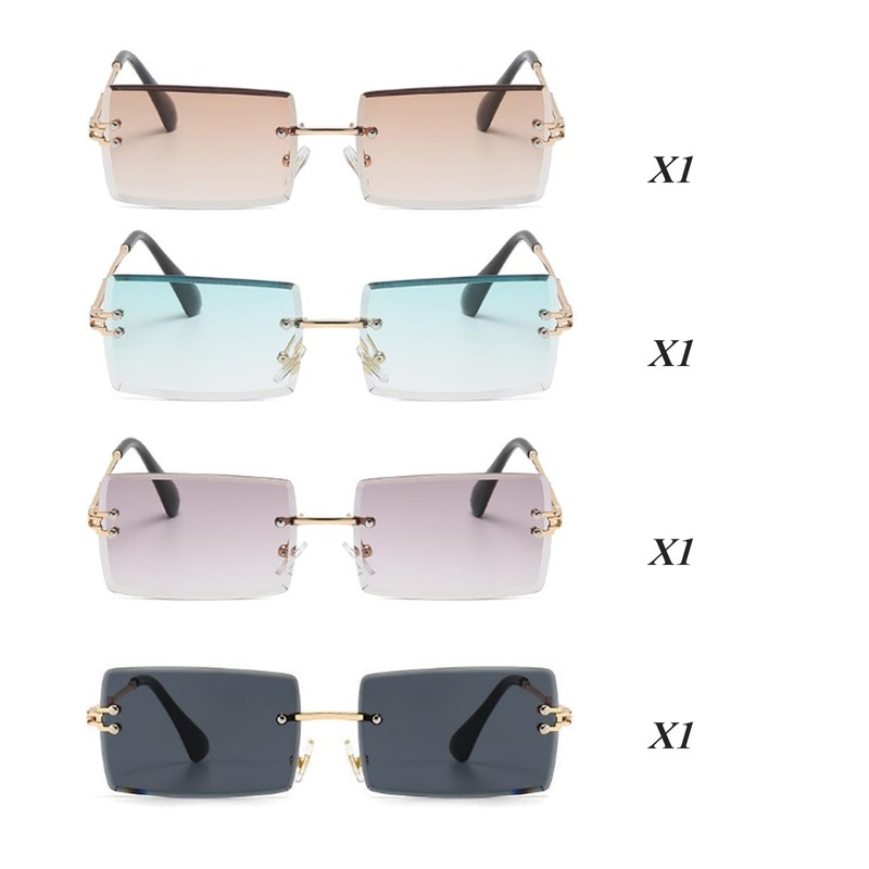 Gativs Vintage Rimless Sunglasses 4 Pairs Vintage Glasses Rimless Retro