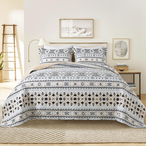 TWINRUN Boho King Quilt Bedding Set, Lightweight Bedspread King Size