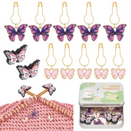 NBEADS 12 Pcs Butterfly Stitch Markers Kits, Crochet Stitch Marker Butterfly Knitting Needles Stoppers Needles Point Protectors Brass Pins Stitch Markers for Knitting Quilting Sewing DIY