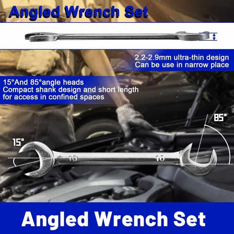 SPEEDWOX Double-ended Spanner Set, Thin Spanner Set, 10 Piece Set,